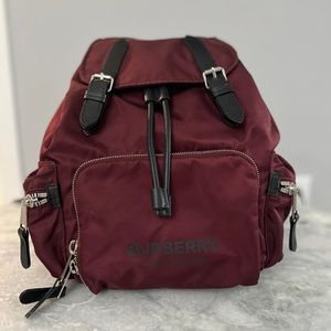 Burberry Medium Burgundy Econyl Nylon Rucksack Drawstring Backpack Bookbag
